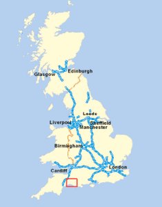 Map of UK showing Marshwood