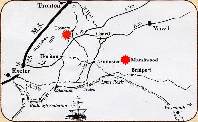 Map of Upottery and Marshwood